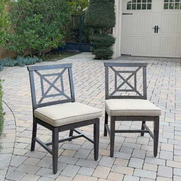 Atlantis Aluminum 2 Pc Set Armless Dining Chair Set in Walnut/Beige by Darlee