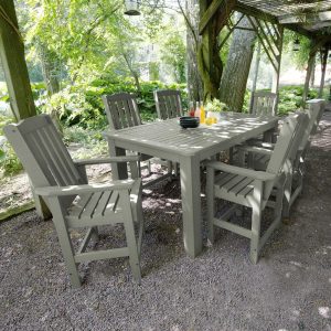 Hart Lane 7 Pc Recycled Plastic Rectangular Counter Height Dining Set in Eucalyptus by Lakeview Outdoor Designs