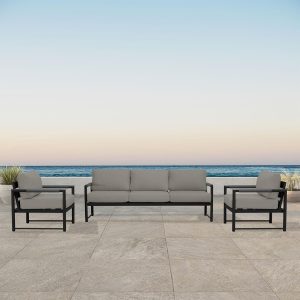 Avenue Bay 4 Pc Aluminum Sofa Club Chair Set in Black/Canvas Charcoal by Lakeview Outdoor Designs