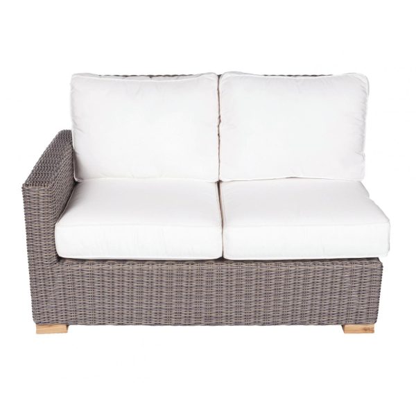 Sanibel Resin Wicker Sectional Left Arm Loveseat in Natural/Canvas Natural by Royal Teak Collection
