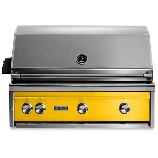 Lynx Professional 36 Inch Built-In Natural Gas Grill w/ Rotisserie in California Poppy - L36R-3-CANG