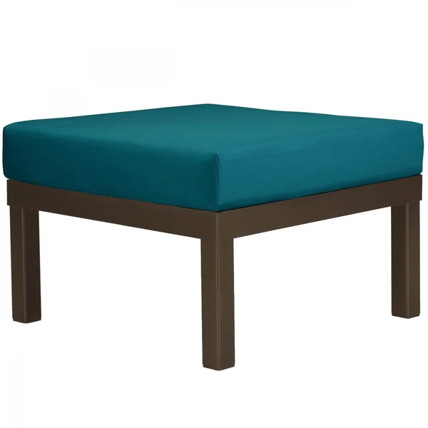 Ashbee Aluminum Ottoman in Textured Kona/Peacock by Telescope Casual