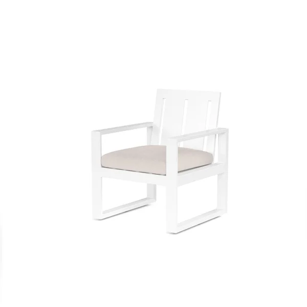Newport Aluminum Dining Chair in Canvas Natural w/ No Welt By Sunset West