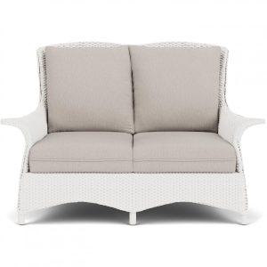 Mandalay Lloyd Loom Loveseat in White/Remy Cloud by Lloyd Flanders