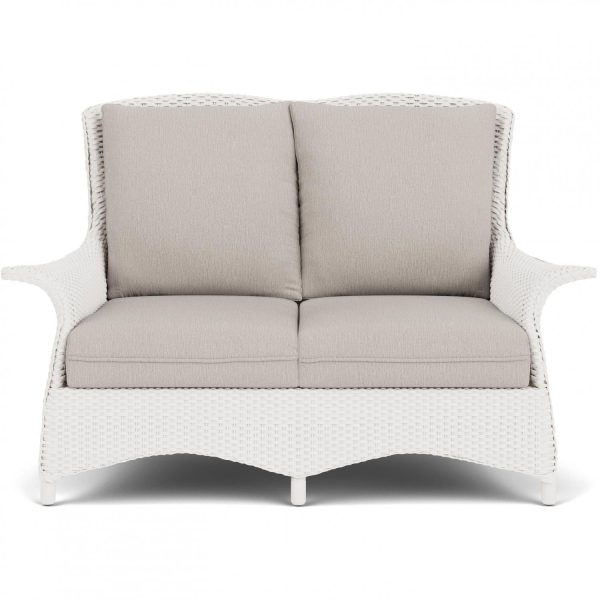 Mandalay Lloyd Loom Loveseat in White/Remy Cloud by Lloyd Flanders