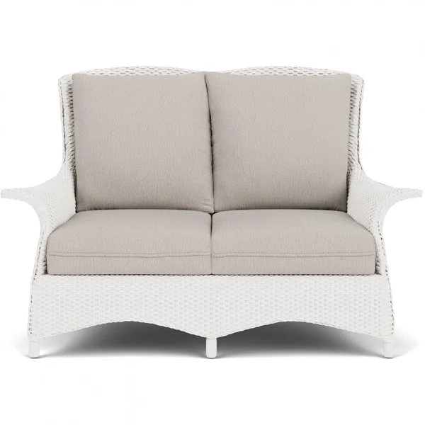 Mandalay Lloyd Loom Loveseat in White/Remy Cloud by Lloyd Flanders