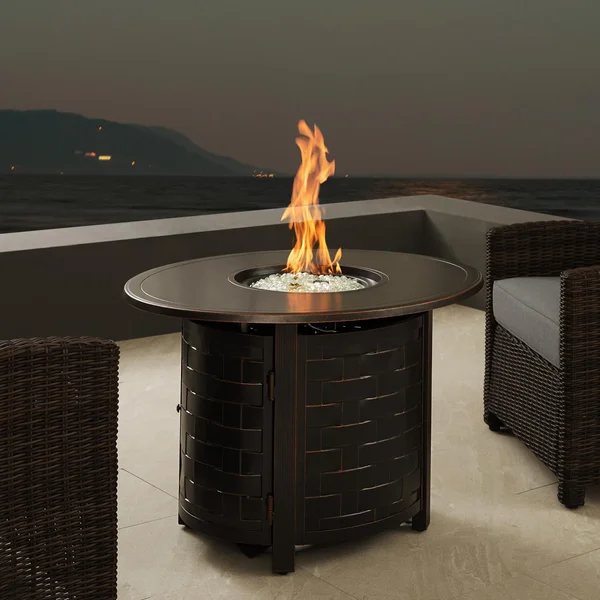 Magnolia Way 40 Inch Round Aluminum Natural Gas Fire Pit Table in Antique Bronze by Ultimate Patio