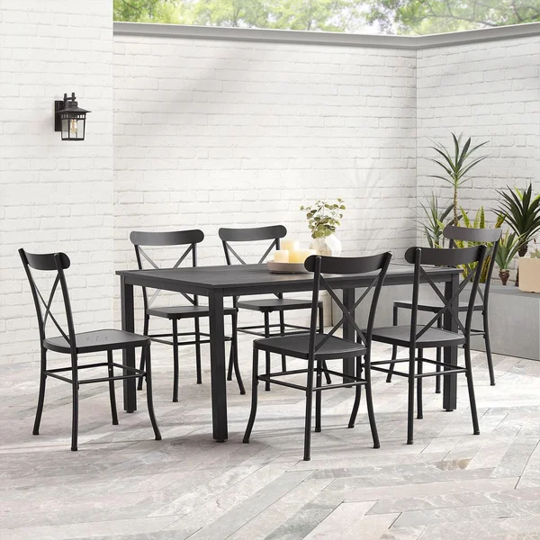 Ultimate Patio Cannebelle 7Pc Outdoor Dining Set in Matte Black