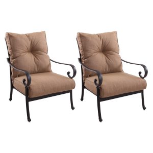 Santa Anita Cast Aluminum 2 Pc Set Club Chair Set in Antique Bronze/Sesame Sunbrella by Darlee