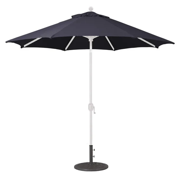 Galtech 9 Ft. Octagonal Aluminum Patio Market Umbrella W/ Crank Lift And Deluxe Auto Tilt - White Frame W/ Sunbrella Canvas Black Canopy