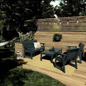 Elm Pointe 4 Pc Recycled Plastic Seating Set in Federal Blue by Lakeview Outdoor Designs