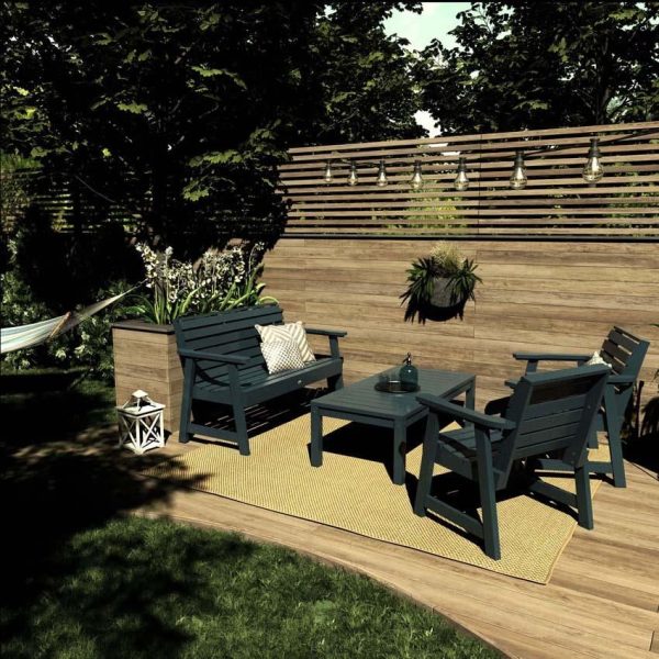 Elm Pointe 4 Pc Recycled Plastic Seating Set in Federal Blue by Lakeview Outdoor Designs