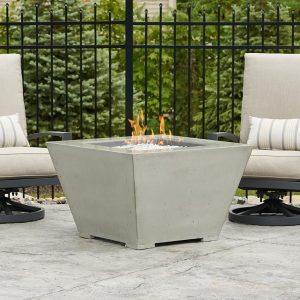 Cove 37 Inch Square GFRC Propane Fire Bowl in Natural Gray by The Outdoor GreatRoom Company