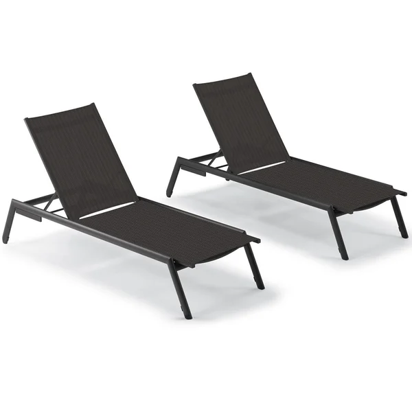 Eiland 2 Pc Aluminum Chaise Lounge Set in Carbon/Ninja by Oxford Garden