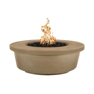 Tempe 48 Inch Round GFRC Natural Gas Fire Pit w/ Glow Plug in Brown by The Outdoor Plus