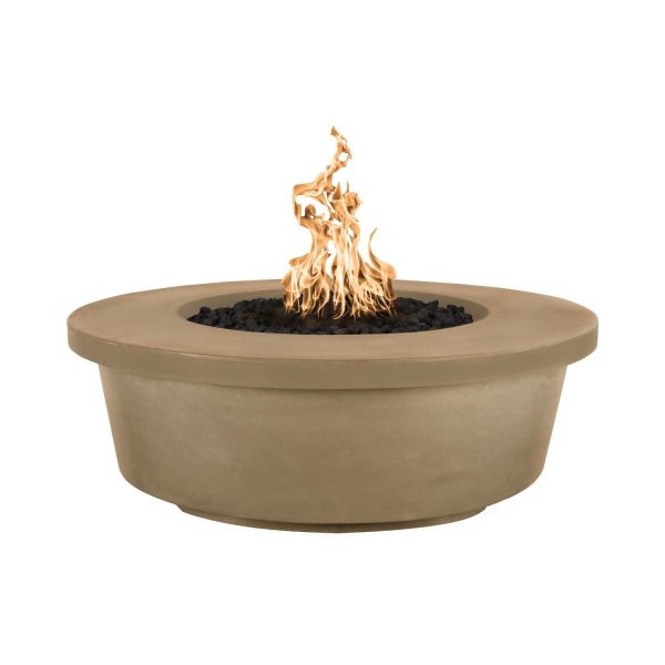 Tempe 48 Inch Round GFRC Natural Gas Fire Pit w/ Glow Plug in Brown by The Outdoor Plus