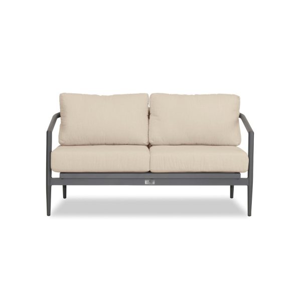 Midnight Cove 2 Person Aluminum Loveseat in Slate/Canvas Flax by Lakeview Outdoor Designs