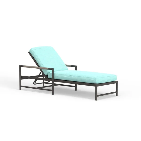 Pietra Rope & Aluminum Adjustable Patio Chaise Lounge in Dupione Celeste w/ No Welt By Sunset West