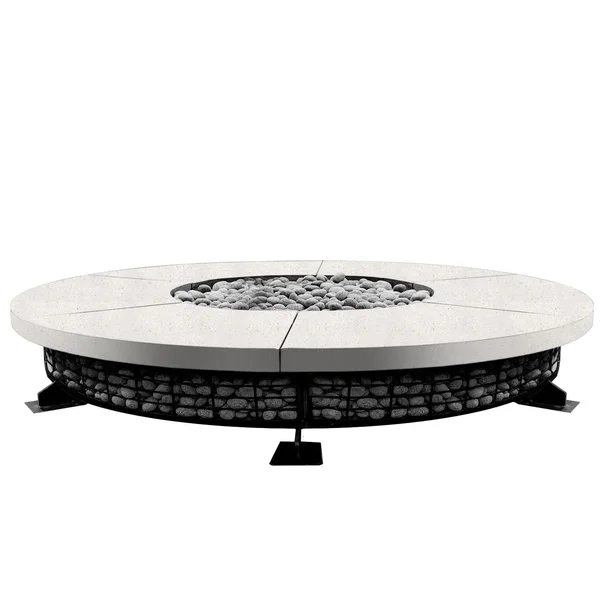 Pine Valley 89 Inch Round GFRC Natural Gas Fire Pit Table in Ultra White by Lakeview Outdoor Designs