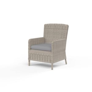 Manhattan Wicker Patio Dining Chair in Canvas Granite w/ Self Welt By Sunset West