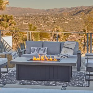 Grahamview 72 Inch Rectangular Aluminum Propane Fire Pit Table in Gray by BBQGuys Signature