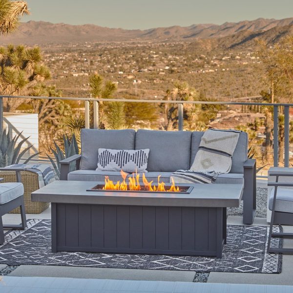Grahamview 72 Inch Rectangular Aluminum Propane Fire Pit Table in Gray by BBQGuys Signature