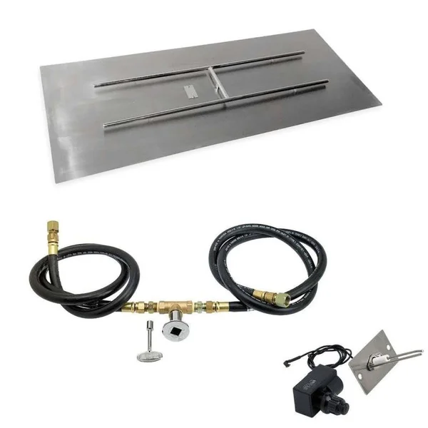 BBQGuys Signature 60 X 24 Inch Stainless Steel Rectangular Flat Pan W/Spark Ignition Kit - Natural Gas