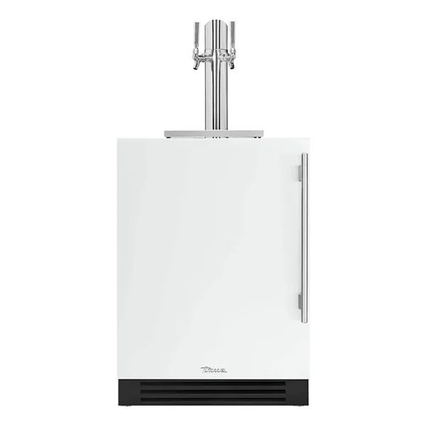 True 24 Inch Left Hinge Outdoor Dual Tap Beverage Dispenser - Matte White w/ Stainless Handle - TUR-24DD-L-OP-C~DSK-030-H04