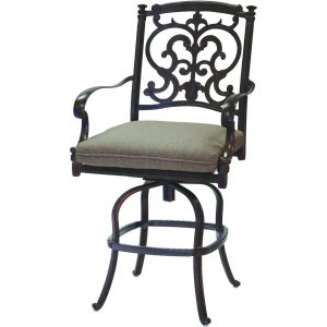 Santa Barbara Cast Aluminum Swivel Counter Height Bar Stool in Antique Bronze/Sesame by Darlee