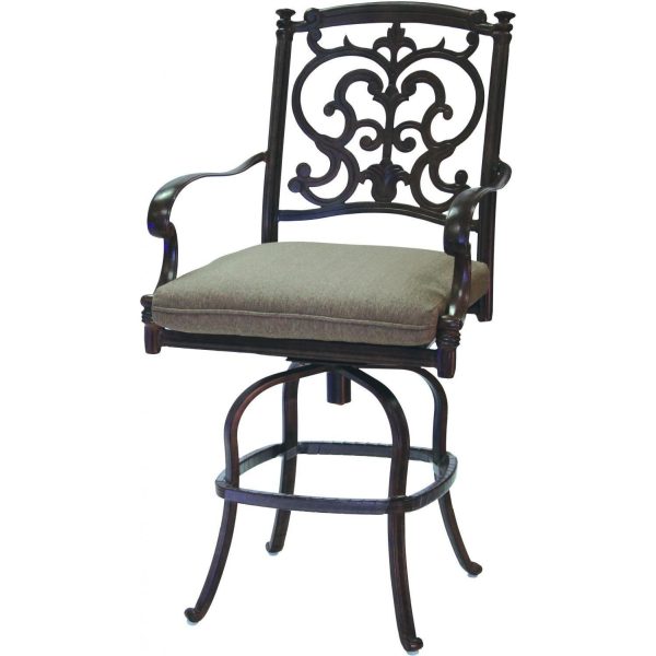 Santa Barbara Cast Aluminum Swivel Counter Height Bar Stool in Antique Bronze/Sesame by Darlee