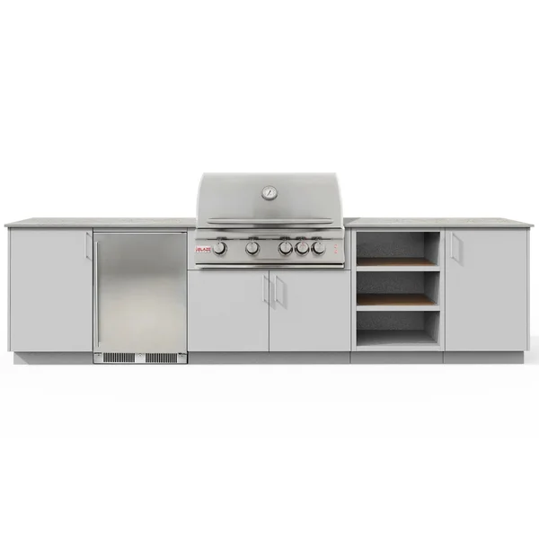 Urban Bonfire Taiga 32 Outdoor Kitchen w/ Blaze LTE Natural Gas Grill, Refrigerator, Keon Dekton Countertop & Chantilly Finish - B-Taiga-32-Blaze-Keon-Chantilly