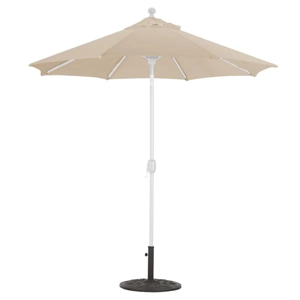 Galtech 7.5 Ft. Octagonal Aluminum Patio Market Umbrella W/ Crank Lift And Deluxe Auto Tilt - White Frame W/ Sunbrella Canvas Camel Canopy