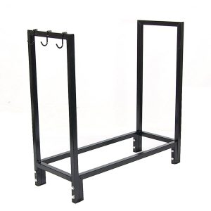 Ultimate Patio Indoor/Outdoor Black Steel Firewood Log Holder - 30-Inch