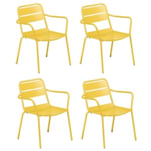 Kapri 4 Pc Aluminum Dining Arm Chair in Saffron By Oxford Garden