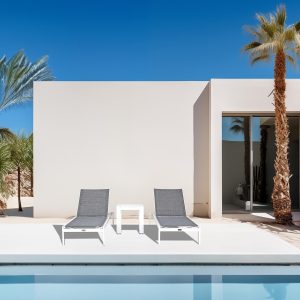 Spring Bay 3 Pc Aluminum Seating Set w/ Chaise Lounges in White/Slate by Lakeview Outdoor Designs