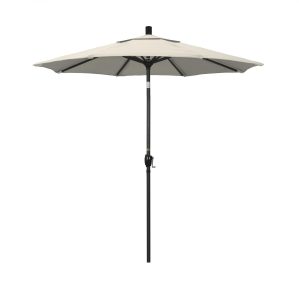 California Umbrella 7.5 Ft. Octagonal Aluminum Push Button Tilt Patio Umbrella W/ Crank Lift & Aluminum Ribs - Stone Black Frame / Olefin Antique Beige Canopy