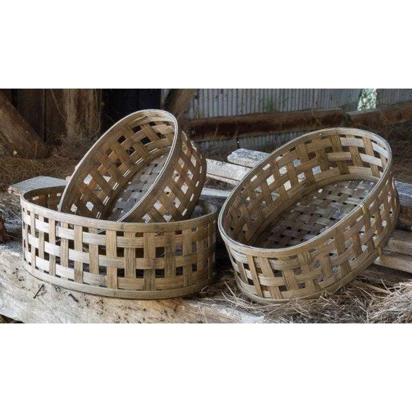Tobacco Weave Oblong Baskets - Set of 3
