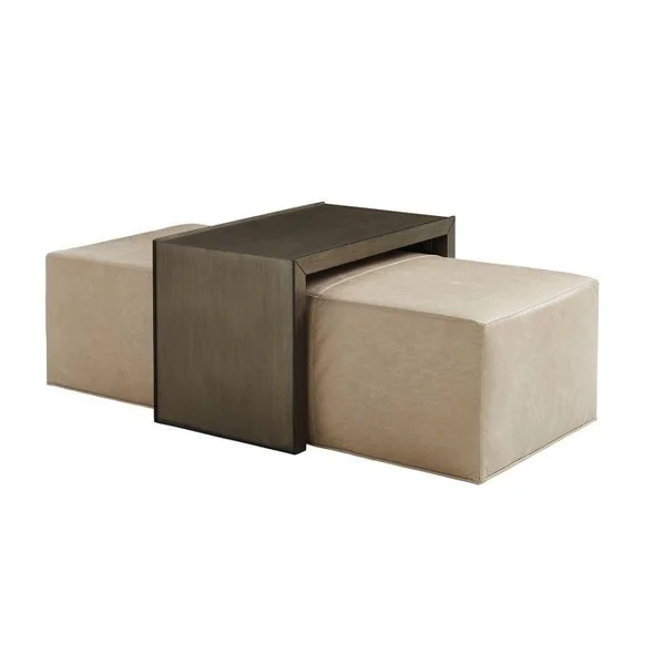 Savona Leather Cocktail Ottoman With Slide