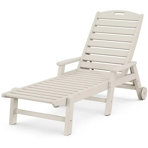 Nautical Chaise With Arms and Wheels - Sand