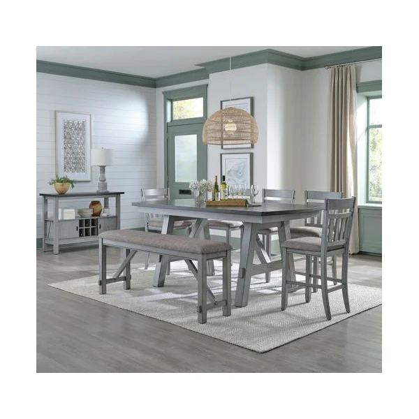 Newport 6-Piece 78" Counter Height Gathering Table Set