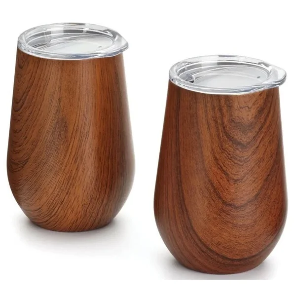 Wood Grain 12 Ounce Wine Tumblers - Set of 2