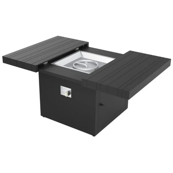 Square Functional 34" Fire Pit - Smooth Black/Even Black