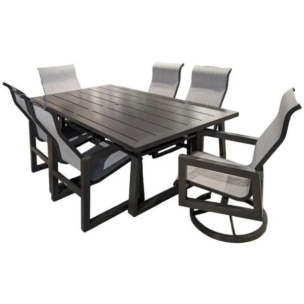 Bogatell 7-Piece Rectangular Dining Set with 4 Chairs and 2 Swivels