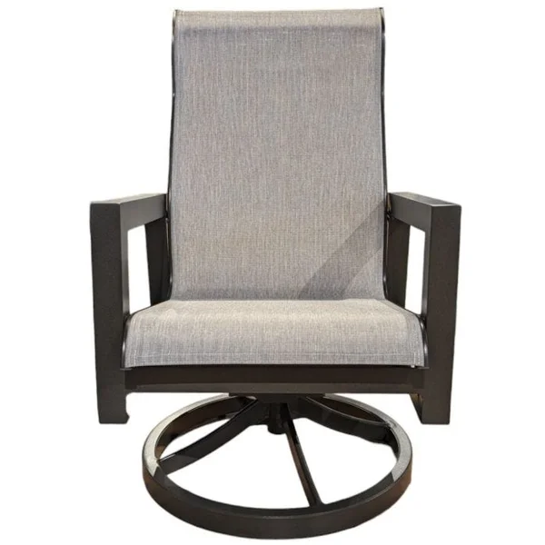 Bogatell Sling Swivel Rocker Dining Chair - Carbon/Linen Platinum