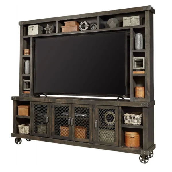 Industrial 84" Console & Hutch - Ghost Black