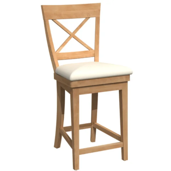 X-Back Upholsterd Seat Swivel Counter Stool