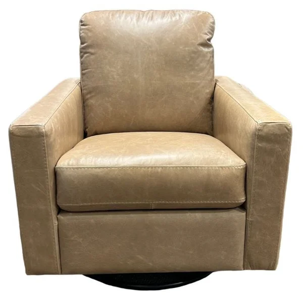 Leather Swivel Chair - Tan