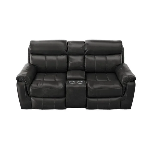 Alden Power Reclining Console Sofa - Black