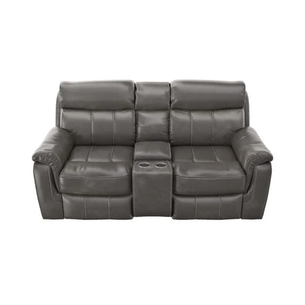 Alden Power Reclining Console Sofa - Slate